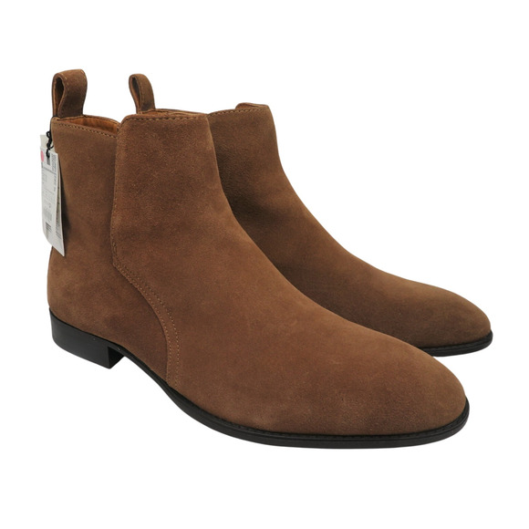 New ZARA Brown Suede Leather Side Zip Ankle Chukka Boots Men Sz 11 EU 44 - Picture 1 of 12